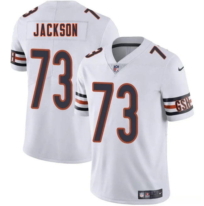 Men's White Chicago Bears #73 Jonah Jackson 2025 Vapor Stitched Football Jersey